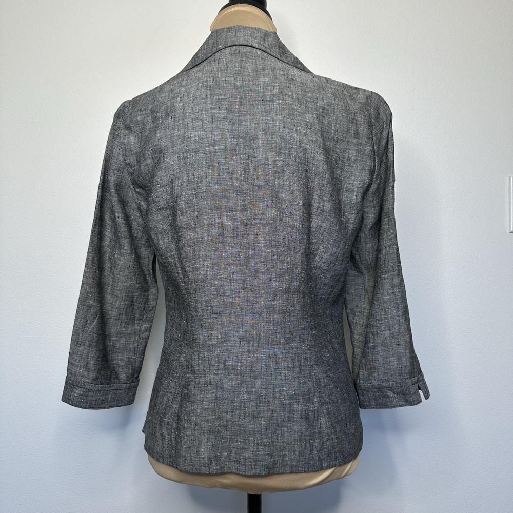 Jones New York Linen Button up Top Size 4 Gray - Picture 2 of 9
